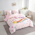 thumbnail image 3 of Manfei Teens Unicorn Bed in a Bag Full size, Rainbow Butterfly Bed Set, Cartoon Theme Reversible Bedding Full Size, Breathable Room Decorative, 7pcs, 3 of 6