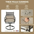 thumbnail image 6 of MELLCOM Patio Swivel Chair Set of 2, Heavy Duty Outdoor Dining Chairs with Cushions and Lumbar Pillows, Metal Patio Chairs Gentle Rocker for Outside, Garden Lawn & Porch, Backyard, Khaki, 6 of 7