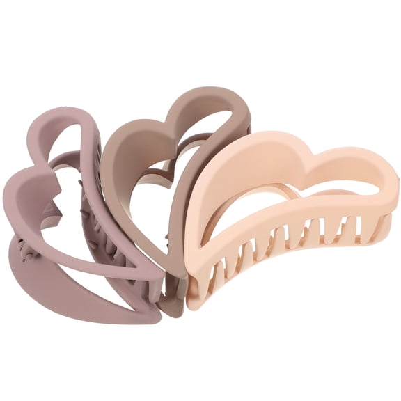 HOOWIFFY 3Pcs Heart Hair Clips for Women Hair Claw Clips Parties Matte Finish Pink