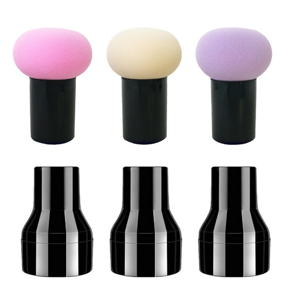 3pcs Powder Puff Mushroom Makeup Sponge Blender Puff With Handles and 3 Holder