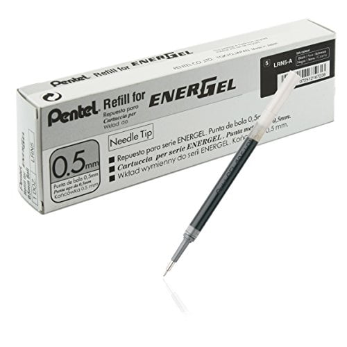 Black 12 Pentel EnerGel Ener Gel LRN5-C 0.5mm NeedleTip Rollerball Pen Refills 