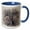 Blue/White, variant on 3drose, Image of Watercolor Cabin in the Snowy Pine Trees Scene, 11oz Two-tone Red Mug