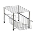 thumbnail image 5 of Household Essentials Single Basket Sliding Cabinet Organizer, Metal Frame, Small, Free Standing - No Installation Necessary, Silver Finish, 5 of 5