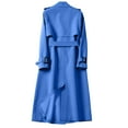 thumbnail image 5 of FRSASU Women's Long sleeved Double Breasted Long Trench Coat Windproof Classic Lapel Slim Overcoat with Belt Blue, 5 of 5