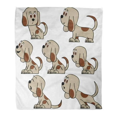 ASHLEIGH Flannel Throw Blanket Cute Funny Cartoon Dogs Puppy Pet Characters Doggy Best Soft for Bed Sofa and Couch 58x80