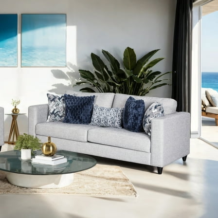 Furniture of America Hedric Modern Chenille Sofa with Pillow, Light Gray