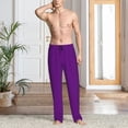 thumbnail image 2 of Naloa Purple Pajama Pants Men, PJ Bottoms, Sleep & Lounge Pants-Small, 2 of 6