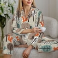 thumbnail image 6 of Pajama Sets for Women 2 Pcs, Squirrels and Trees Button Down Long Sleeve Sleepwear Lounge PJ Sets, 6 of 6