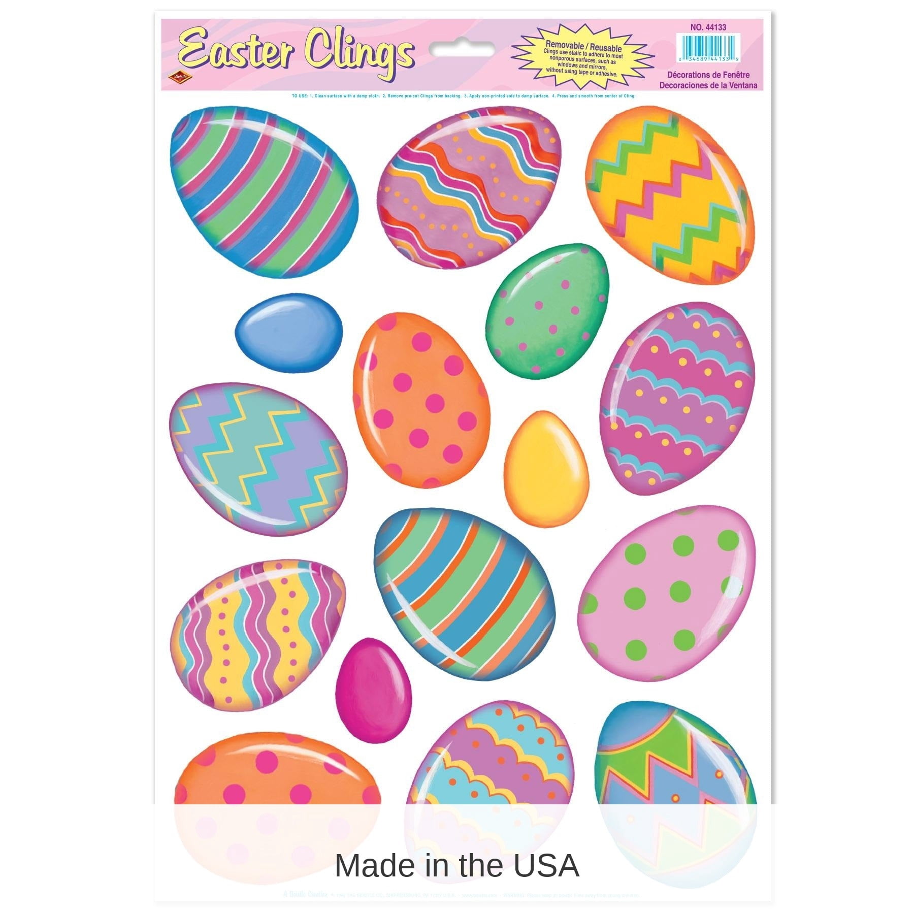 192 Piece Beistle Easter Color Bright Egg Clings