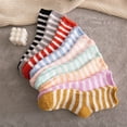 thumbnail image 4 of Linyer 12 Pairs Cozy Thickened Warmer Socks Set Floor Stripe Pattern Low Friction Crew Solid Good Fit Stockings Kit Home Men Pink, 4 of 4