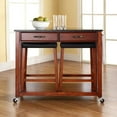 thumbnail image 4 of SOLID BLACK GRANITE TOP KITCHEN CART/ISLAND IN CLASSIC CHERRY FINISH WITH 24" CHERRY UPHOLSTERED SADDLE STOOLS, 4 of 5