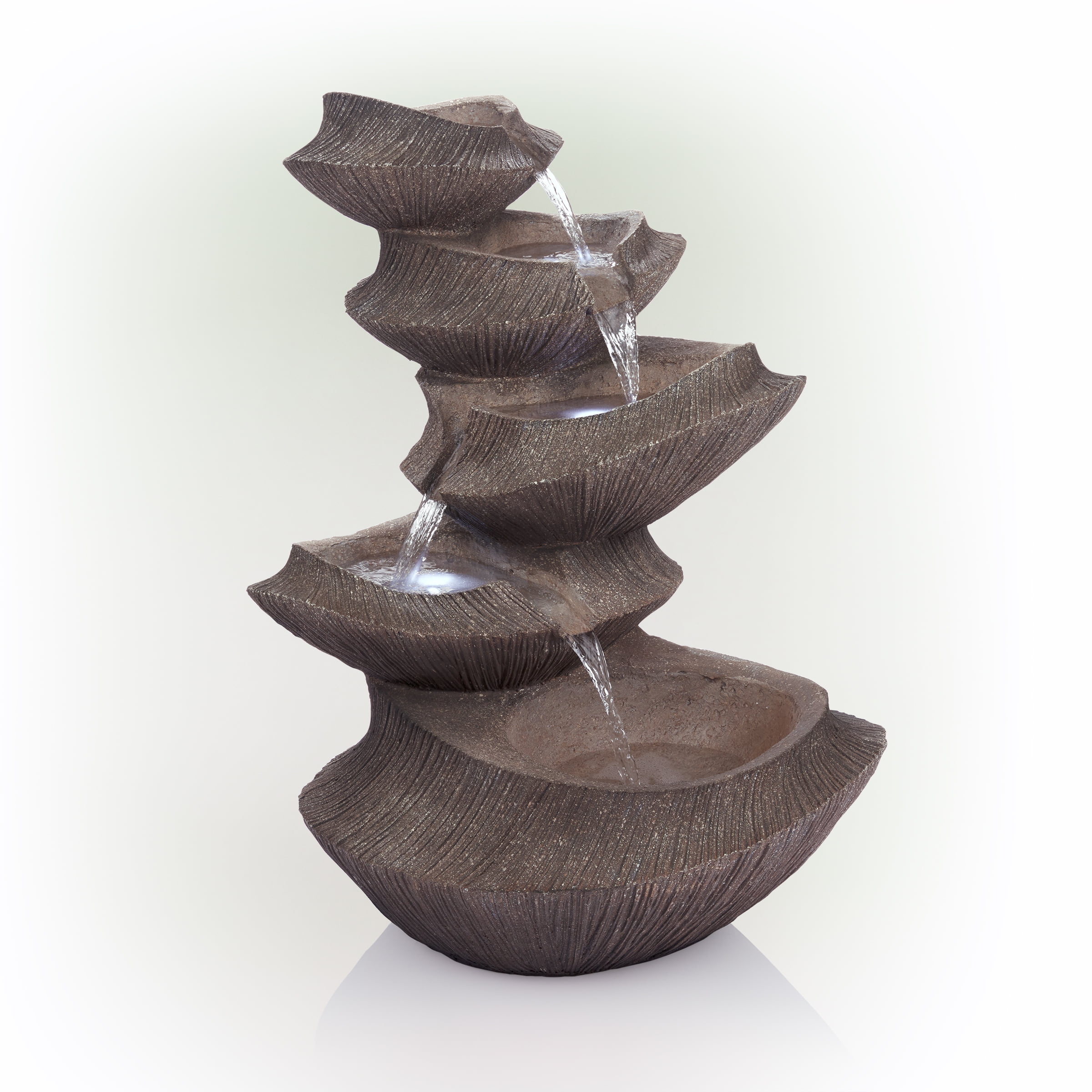 Alpine Corporation Cascading Outdoor Fountain with LED Lights, 31" High