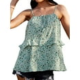 thumbnail image 1 of Femmes Boho Floral Tie devant Sans Manches Volant en Couches Cami Top, 1 of 7