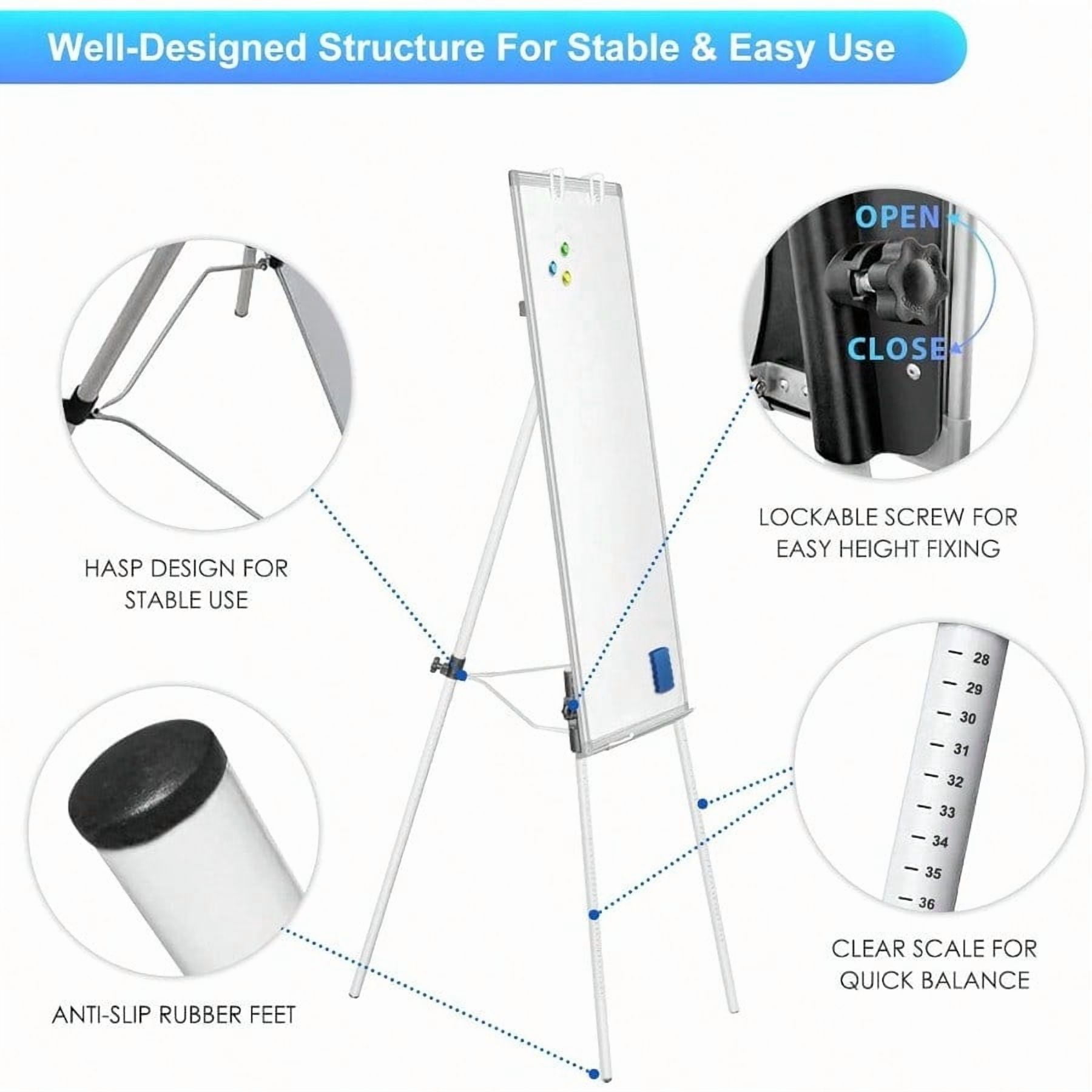 Easel Whiteboard - Magnetic Portable Dry Erase 36 x 24 Tripod Height Adjustable, 3' x 2' Flipchart Easel Stand White Board for Office or Teaching at Home & Classroom (36x24 White)