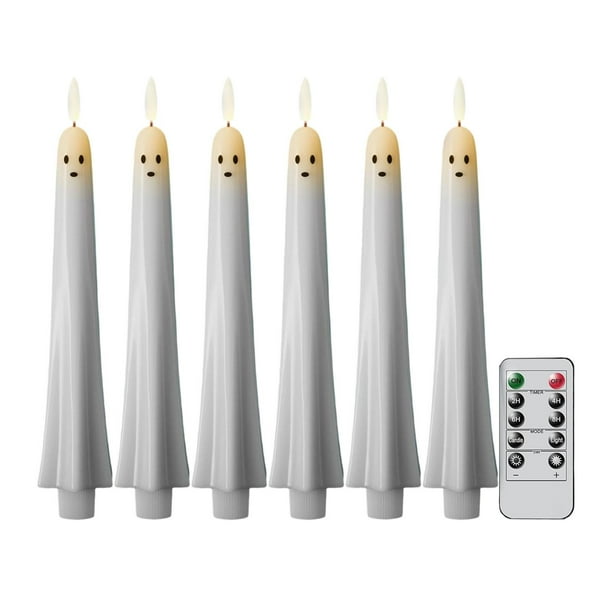 Velas cónicas sin llama, velas LED para ventana, decoración, candelabros LED de 10,63 pulgadas con 6 piezas