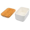 thumbnail image 3 of Porcelain Butter Dish with Lid, Ceramic Butter Dish with Lip, Butter Keeper Container with Cover for Countertop or Refrigerator, Heat Resistant Kitchen Butter Storage Dish, White (10Oz), 3 of 9