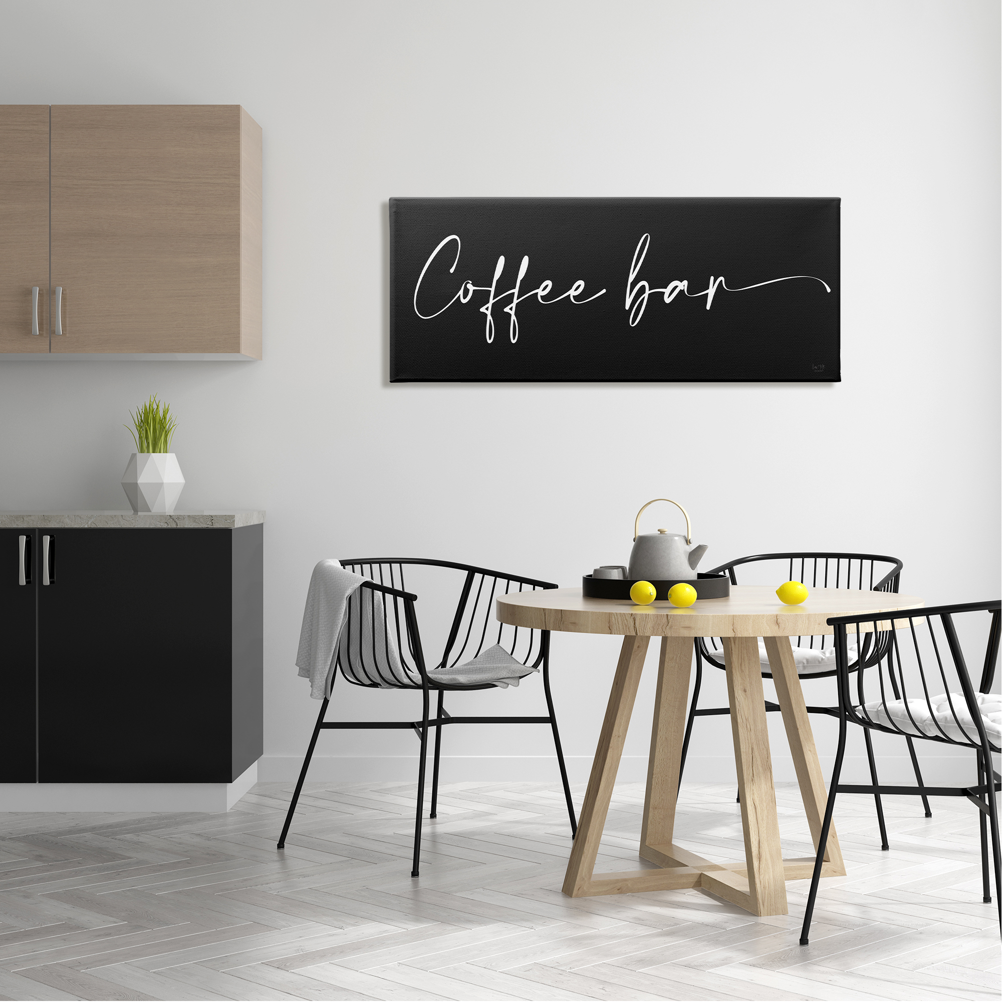 Stupell Industries Coffee Bar Classy Script Text Black Background Sign Graphic Art Gallery Wrapped Canvas Print Wall Art, Design by Lux + Me Designs