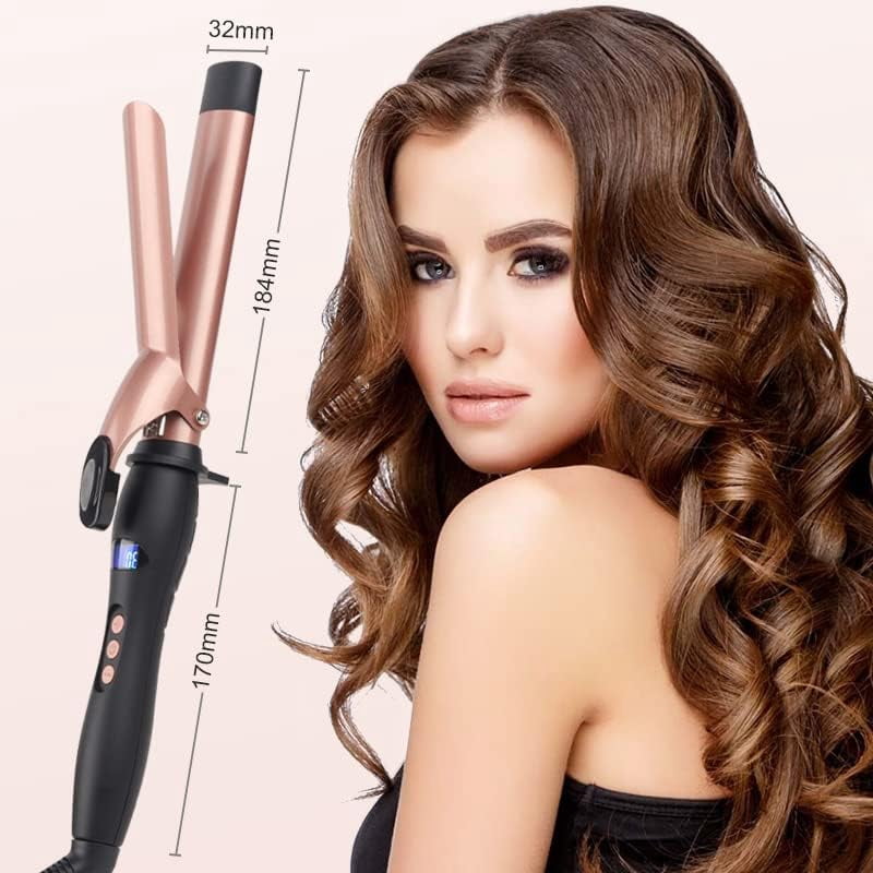 Hair Curling Wand, 1.26Inch Curling Iron, Professional Ceramic Hair Curler Wand, Big Curls with Adjustable Digital Temperature, Dual Voltage, Auto Shut-Off