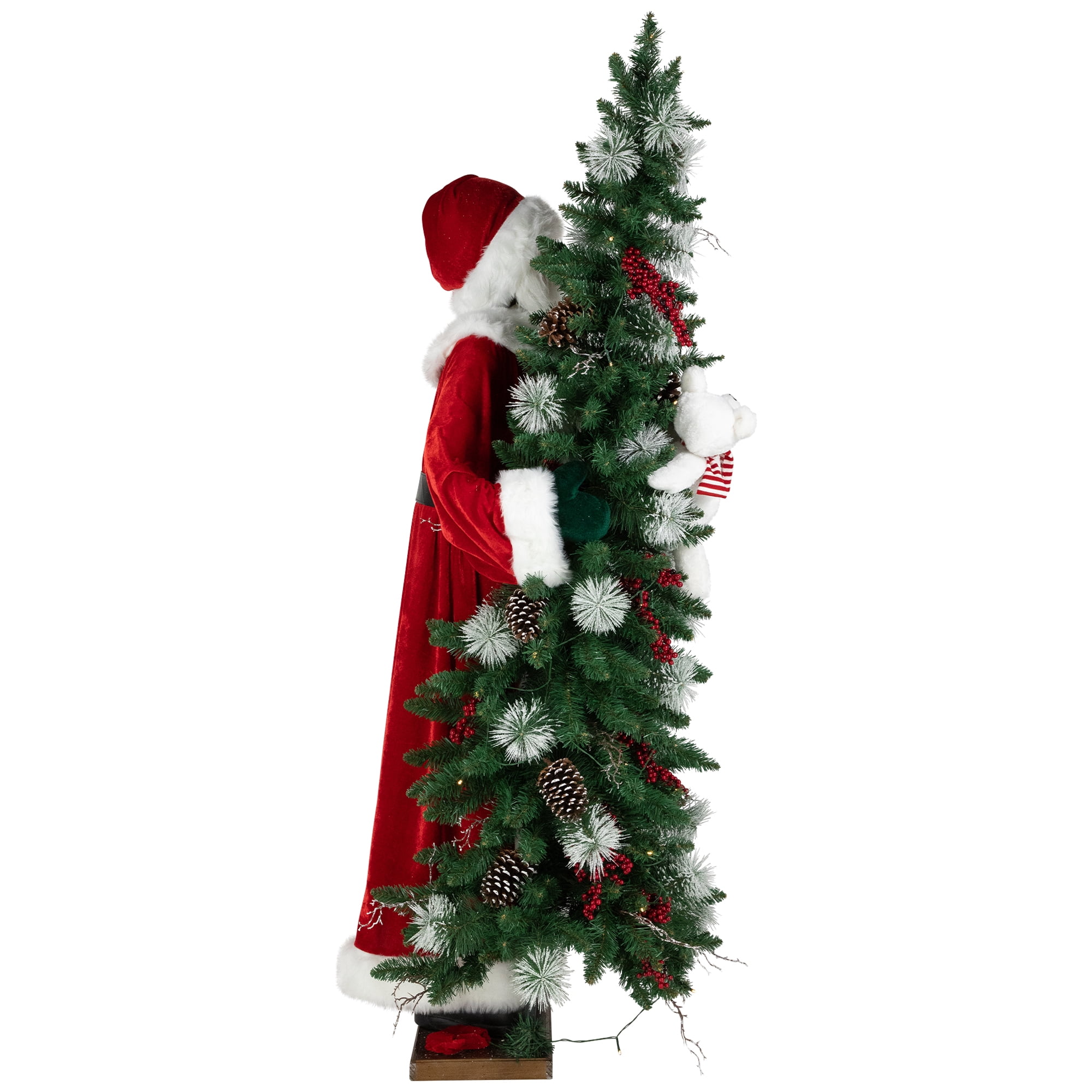 Pre-lit Life Sized Santa Claus with Polar Bear and Tree Christmas Decoration - 5.5'