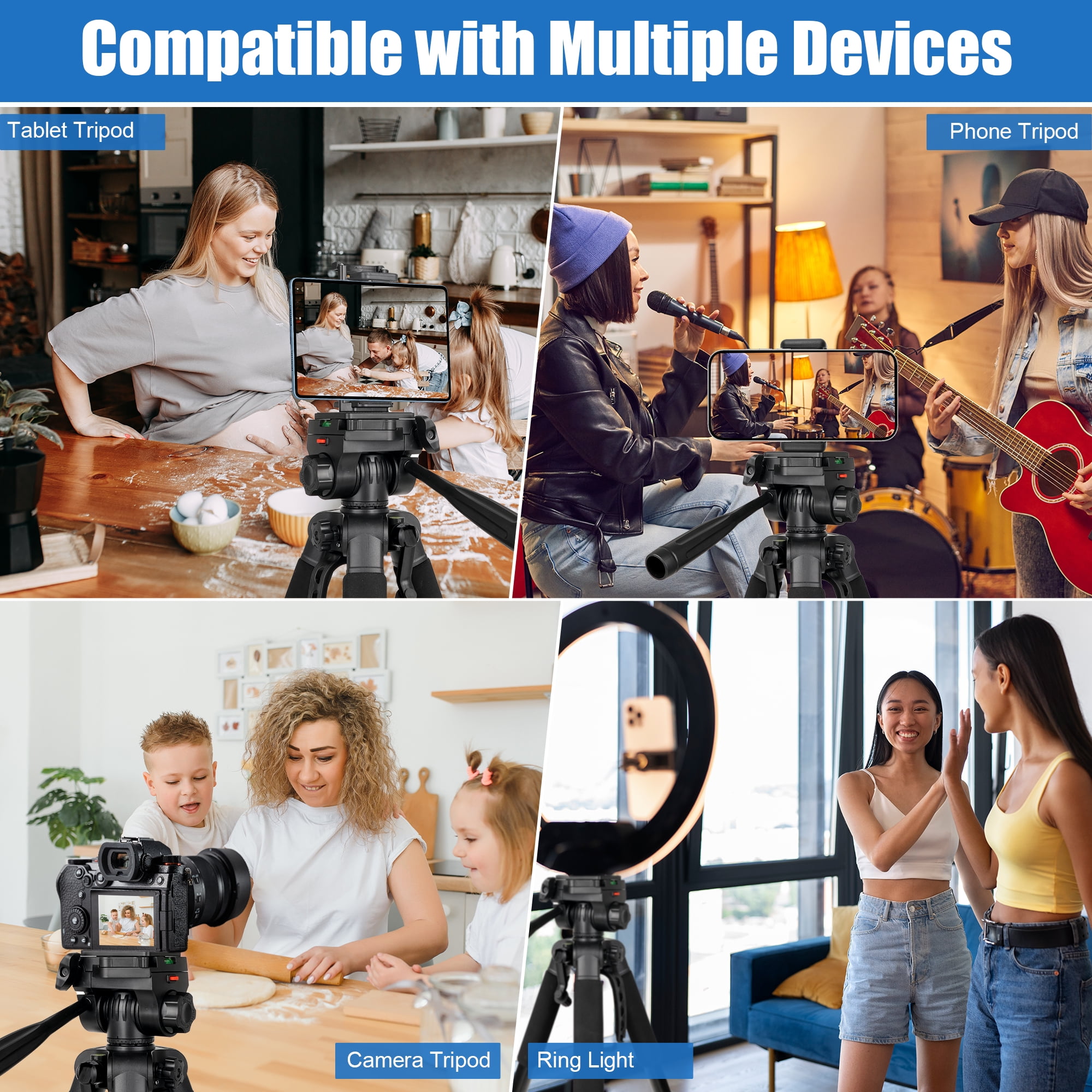Meromore 71" Camera Tripods, Tripod Stand for Camera Phone Video Recording, Heavy Duty Camera Tripod Stand, Professional Travel DSLR Tripods Compatible with Canon Smartphone, Max Load 11 LB