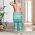 thumbnail image 5 of Uemuo Teal Turquoise Pattern Men's Wide Leg Palazzo Lounge Pants with Pockets Light Weight Loose Comfy Casual Pajama Pants-Large, 5 of 9