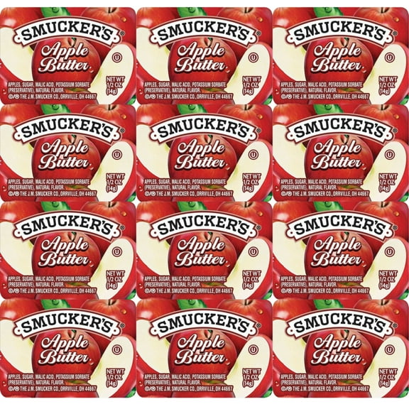 Smucker's Apple Butter – 0.5 oz Individual Cups (Pack of 25) Individual Portions for Breakfast, Catering, Restaurants, Hotels, Cafeterias, Buffets, Takeout, Kosher, Fat-Free, to Serve