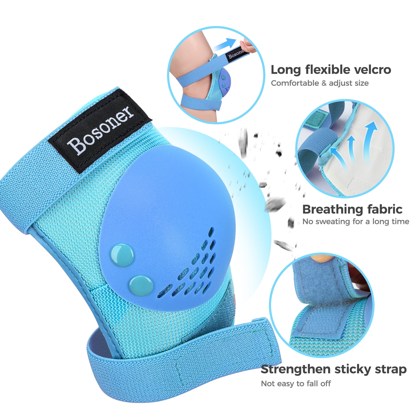 BOSONER Kids/Youth Knee Pad Elbow Pads for Roller Skates Cycling BMX Bike Skateboard Inline Rollerblading, Skating Skatings Scooter Riding Sports