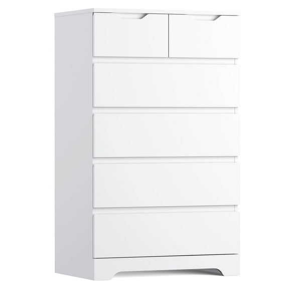 Eunon 6 White Drawer Dresser, Wood Storage Chest Organizers ,Chests of Drawers with Large Organizer for Bedroom Living Room