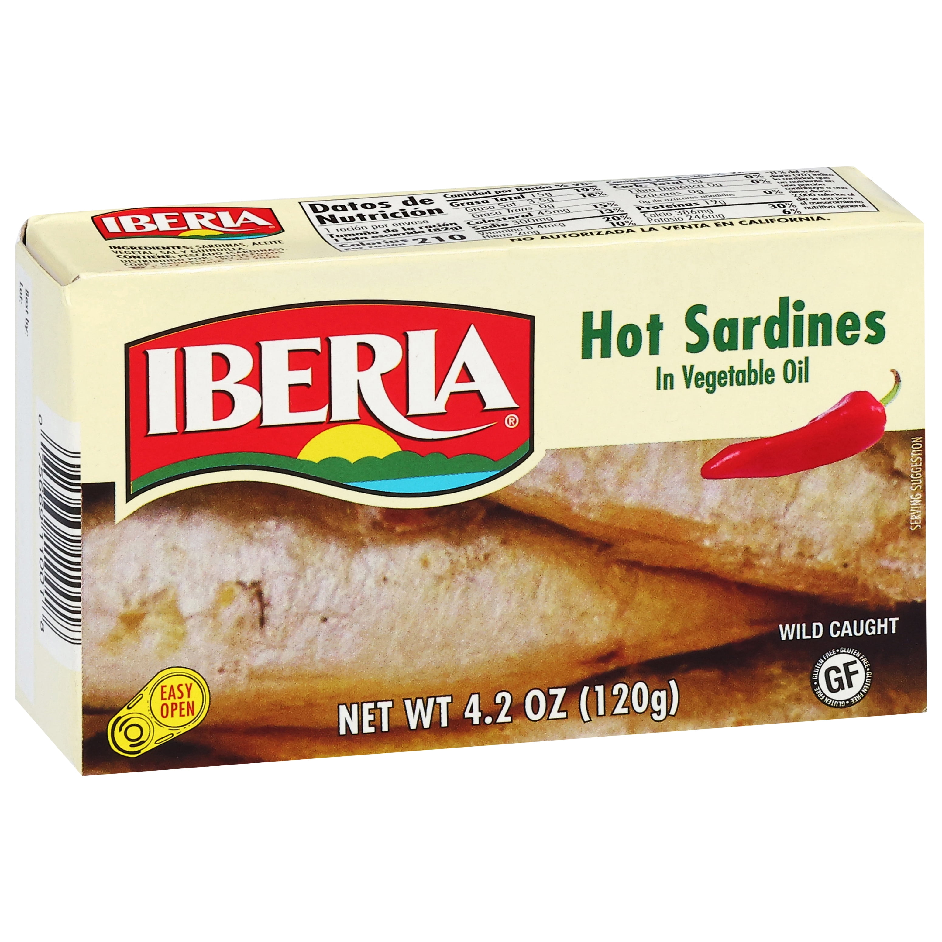(8 pack) Iberia Hot Sardines in Vegetable Oil 4.2 oz