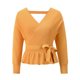 thumbnail image 3 of Txlixc Prendas de Punto de Estilo Suelto para Mujer, Jersey de Dobladillo con Volantes de Manga Larga con Cuello en V Profundo de Color Sólido Txlixc Moda, 3 of 6