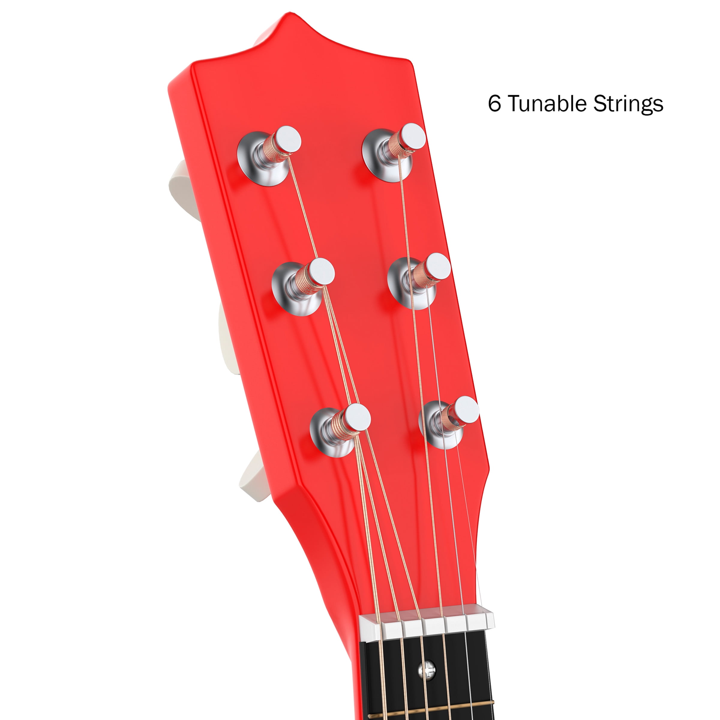 Hey Play Kid s Acoustic Guitar Toy with 6 Tunable Strings Red