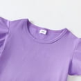 thumbnail image 5 of Kucnuzki 4T Toddler Baby Girl Spring Summer Outfits Pants Sets 5T Fly Sleeve Pure Color Casauk Tee Top Elastic Floral Flare Pants 2PCS Set Purple, 5 of 9