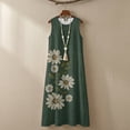 thumbnail image 4 of Xoenoiee Daisy Flower Print Women's Maxi Dresses with Pockets 2026 Summer Spring, Casual Boho Beach Long Sundress, Cotton Linen Sleeveless Tank Dress Vacation Outfits, Size 3XL, 4 of 7