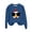 Blue sweatshirt for women #3, variant on Women Round Neck Long Sleeve Pullover Sweatshirt Cartoon Rooster With Sunglasses Print Loose Fit Ribbed Cuffs Hem Fall Daily Casual Top Black,M