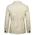 thumbnail image 4 of XFYSSS Men's Autumn Solid Color Design Pocket Button Linen Long Sleeved Hoodless Lapel Casual Outwear & Jackets, 4 of 4