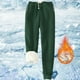 thumbnail image 2 of Pantalones deportivos Prolriy para mujer, con forro cálido, deportivos, de cintura alta, con forro polar, largos y gruesos de invierno para exteriores, color verde militar XXXL., 2 of 5