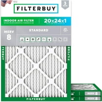 Filterbuy 20x24x1 MERV 8 Dust Defense, Pleated HVAC AC Furnace Air Filters (3-Pack)