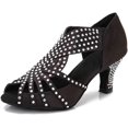 thumbnail image 1 of Women Rhinestone Dance Shoes Ballroom Latin Salsa Bachata Performance Dance Dancing Shoes High quality, 1 of 4