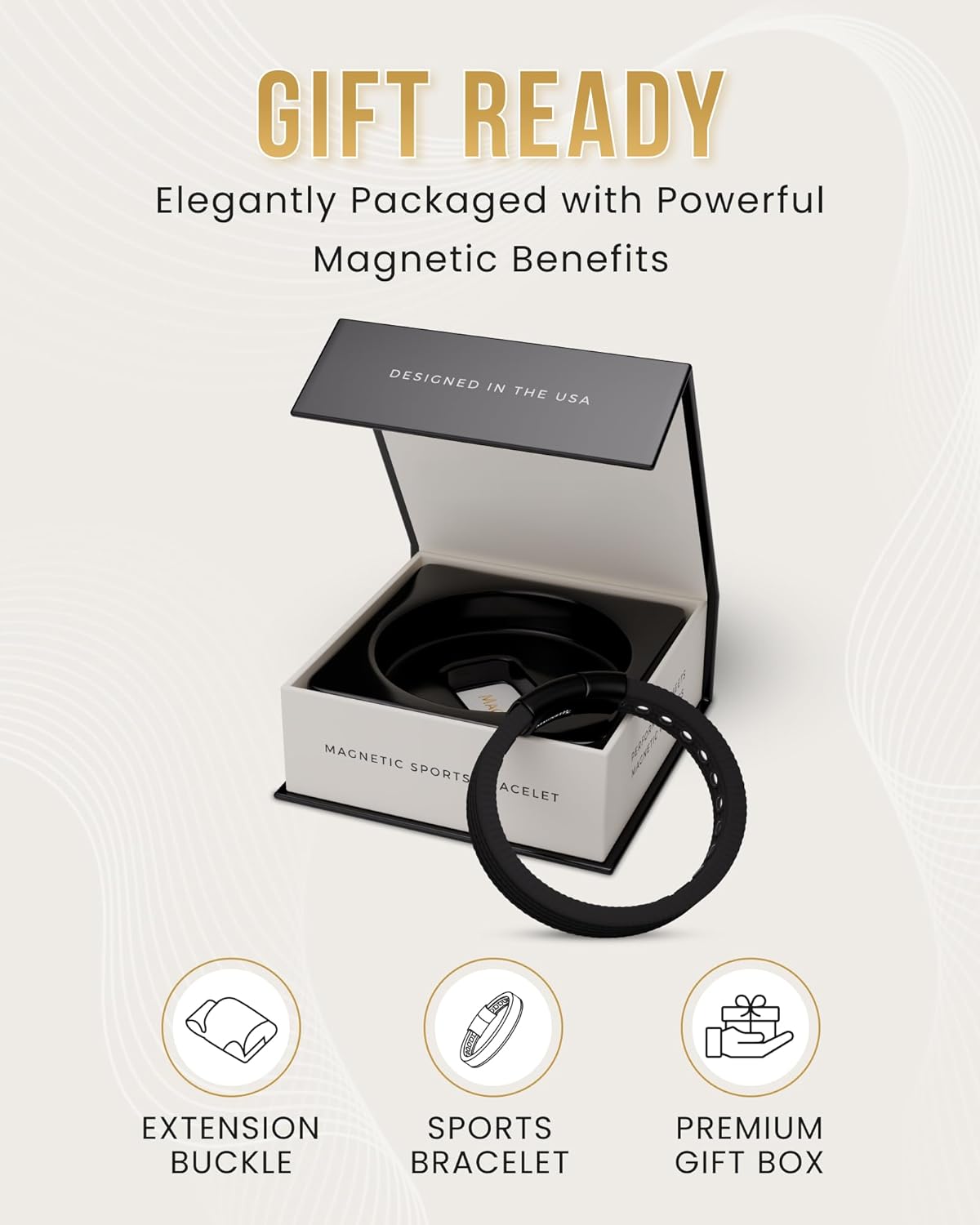 MagnetRX® Magnetic Sports Bracelet for Men – Ultra Strength Magnetic Balance Bracelet for Men & Women with Adjustable Clasp – Waterproof & Sweatproof Silicone Golf Bracelets for Everyday Wear