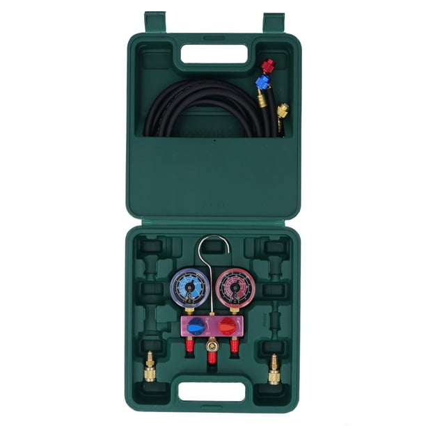 Manómetro de presión de refrigerante G1/4 mini con válvula de bola de manguera, juego de manómetros para R22 R32 R410A