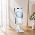 thumbnail image 5 of WIRESTER White Foldable Phone Stand for Desk, Adjustable Portable Cell Phone Holder for iPhone 17, 16, 15, 14 and Android Smartphones - Elegant Moroccan Pattern, 5 of 6