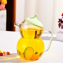 Snowman Glass Kettle-1.5L High Borosilicate Heat-Resistant Cold & Hot Water Kettle with Handle,Large Capacity Tea Kettle for Stovetop & Microwave