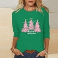 thumbnail image 2 of Makaor Plus Size Casual Tops Crew Neck Shirts Christmas Tree Graphic 3/4 Sleeve Pullover Tees Cute Vacation Clothes, 2 of 5