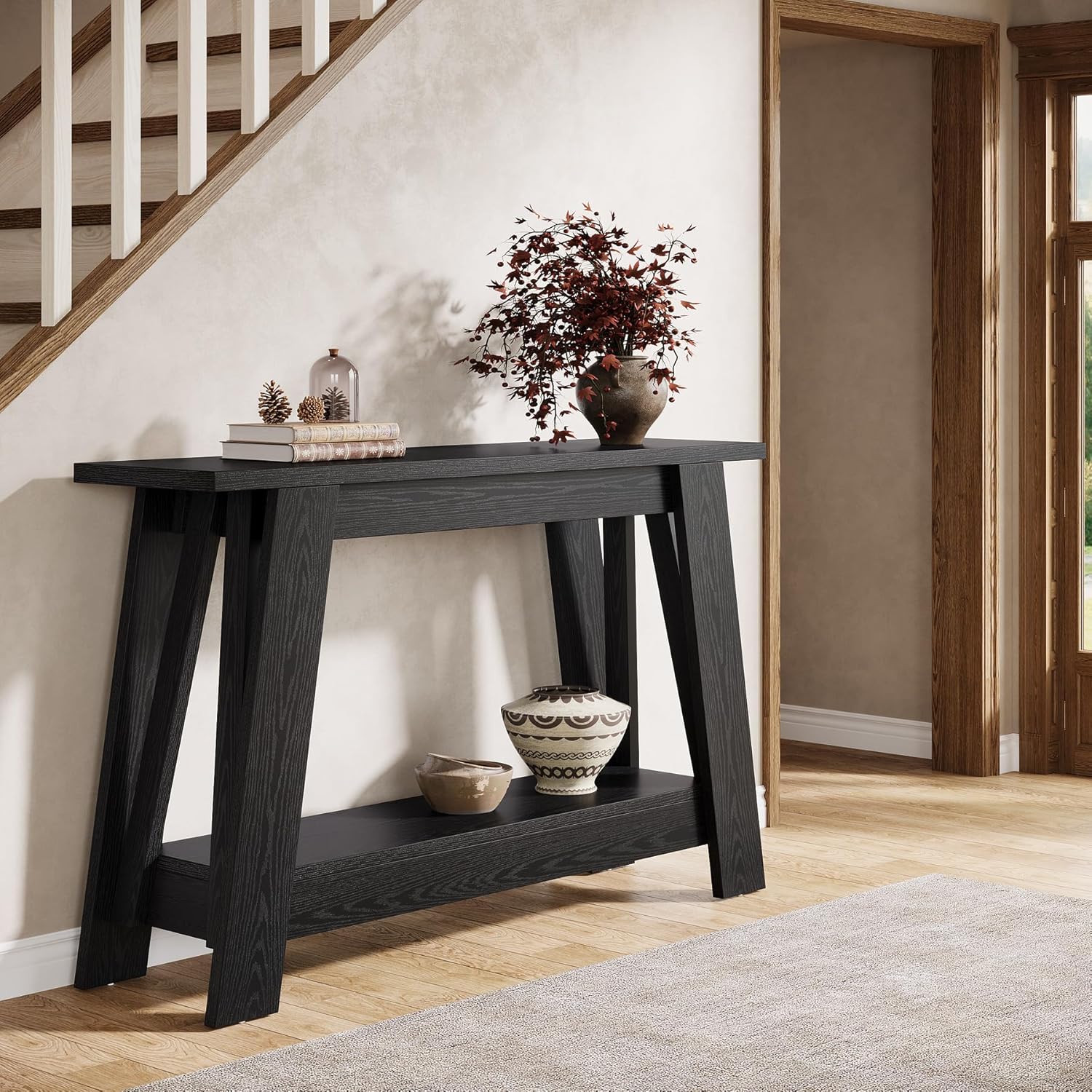 Tribesigns 41.3" Farmhouse Console Table, 2-Tier Wooden Entryway Table with Storage