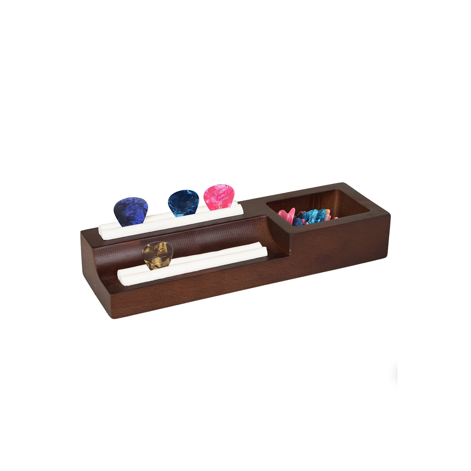 Guitar Pick Box Pick Guitar Picks Wooden Pick Holder Oak Wood Guitar Accessories Storage Box Silicone Slots with 10 Picks for Musicians Teachers
