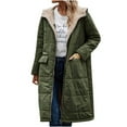 thumbnail image 3 of BiZtdJrK Jackets for Women Reversible Puffer Coats Sherpa Fleece Zip Hooded Down Jacke Fall Winter Long Down Outerwear with Pocket Hoy Oferta Flash Army Green L, 3 of 6
