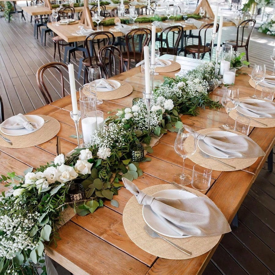 100 Pieces Fall Burlap Placemats Burlap Round Reusable Placemats Brown Table Mats Circle Rustic Table Decorations For Wedding Christmas Dinner Holiday Farmhouse Supplies 11.8 Inches