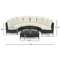 thumbnail image 3 of Wicker Sectional Sofa Set with Weather-Resistant Cushions - Modular 5-Piece Outdoor Lounge with Half-Circle Arrangement & Matching Coffee Table for Backyard or Patio, 3 of 9