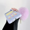 thumbnail image 3 of Cute Women Strap Case for Galaxy Z Flip 4 Purple Phone Print, Kawaii 3D Case for Z Flip 4 Pearl Wristband Lovely Furry Ball, Girly Beads Case for Samsung Z Flip 4, Girls Protective Case for Z Flip 4, 3 of 16