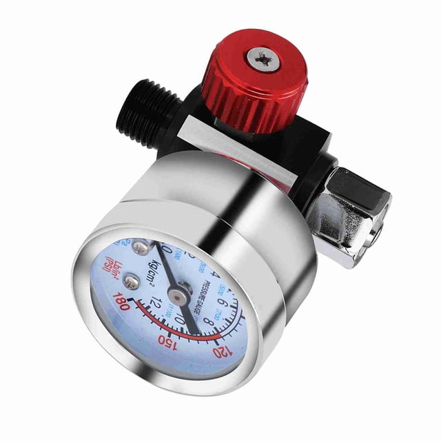 Pistola Pulverizadora Ajustable Con Manómetro Regulador de Presión, Rosca G1/4 de Presión de Aire 012Bar, Aleacio de Aluminio, Para Herramienta Neumática